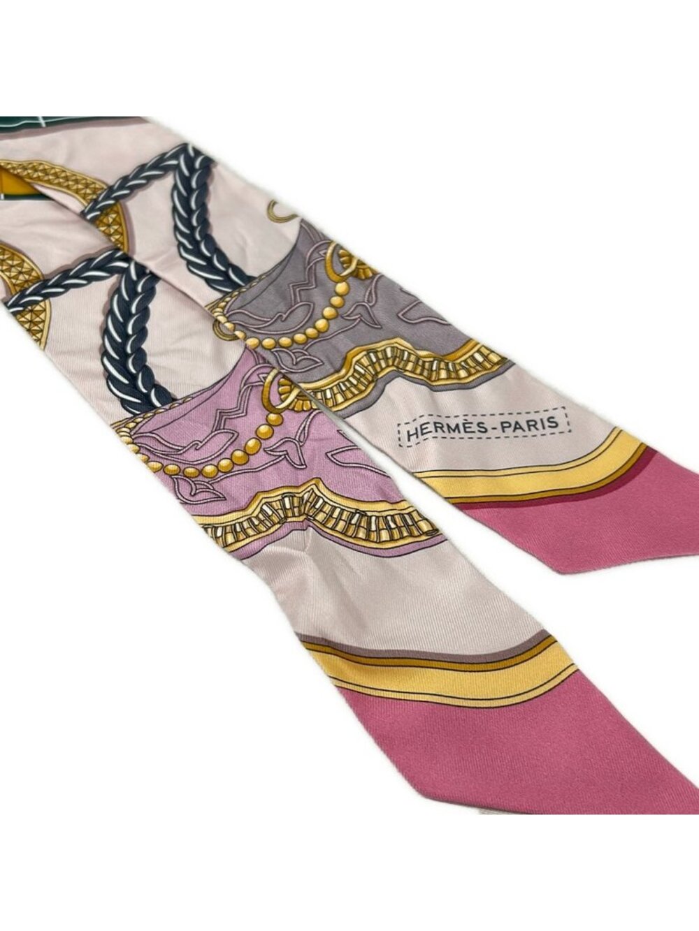Hermes Scarf Twill Pink Multi Ribbon Grand Apparat - Picture 7 of 7